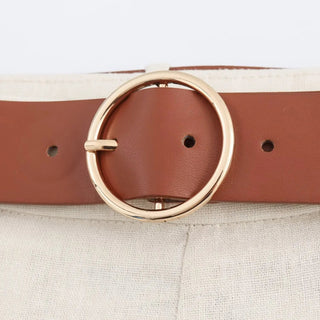 Linen Blend Belted Mid - Pants - Diva Melody