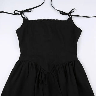 Lolita Gothic Lace Black Strap Dress - Diva Melody