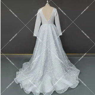 Long - Fitted Sleeves Wedding Dress - Diva Melody