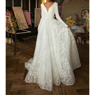 Long - Fitted Sleeves Wedding Dress - Diva Melody