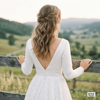 Long - Fitted Sleeves Wedding Dress - Diva Melody