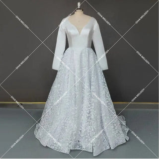 Long - Fitted Sleeves Wedding Dress - Diva Melody