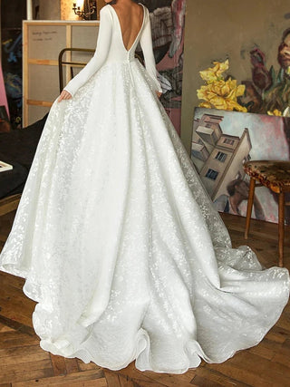 Long - Fitted Sleeves Wedding Dress - Diva Melody