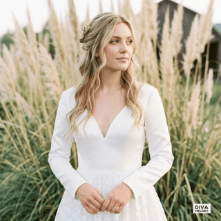Long - Fitted Sleeves Wedding Dress - Diva Melody