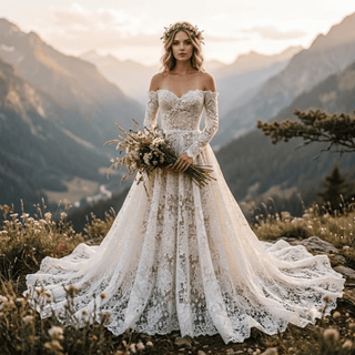 Long Sleeve A-Line Bridal Gown - Diva Melody