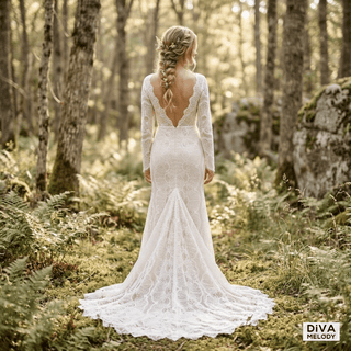 Long Sleeve Backless Mermaid Wedding Dress - Diva Melody