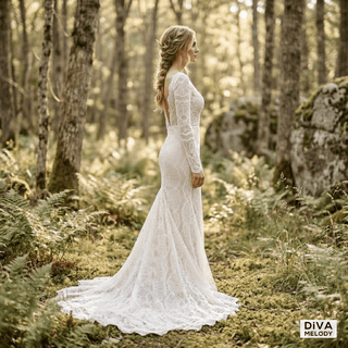 Long Sleeve Backless Mermaid Wedding Dress - Diva Melody