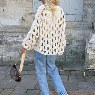 Long Sleeve Crochet Knit Sweater - Diva Melody