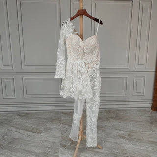 Long Sleeve Lace Bridal Jumpsuit - Diva Melody