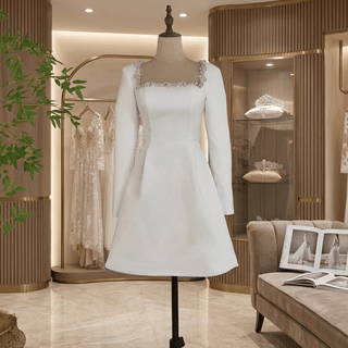 Long Sleeve Mini Bridal Dress - Diva Melody