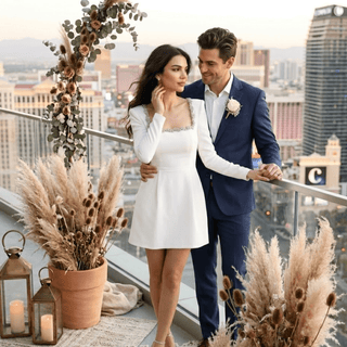 Long Sleeve Mini Bridal Dress - Diva Melody