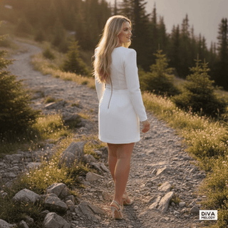 Long Sleeve Mini Bridal Dress - Diva Melody