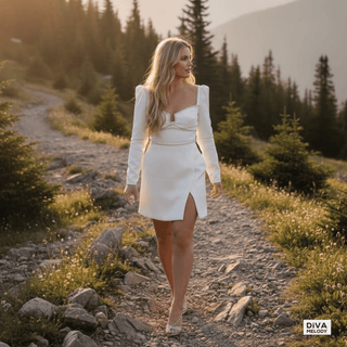 Long Sleeve Mini Bridal Dress - Diva Melody