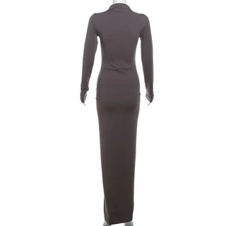 Long Sleeve Pleated Evening Dress - Diva Melody