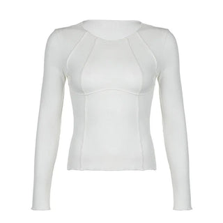 Long Sleeve Slim Fit Basic Simple Tops - Diva Melody