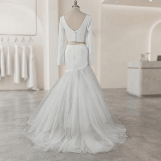 Long Sleeve Two Piece Mermaid Wedding Dress - Diva Melody