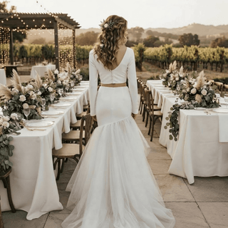 Long Sleeve Two Piece Mermaid Wedding Dress - Diva Melody