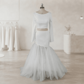 Long Sleeve Two Piece Mermaid Wedding Dress - Diva Melody