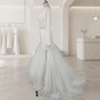 Long Sleeve Two Piece Mermaid Wedding Dress - Diva Melody