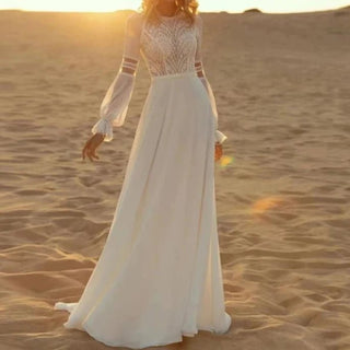 Long Sleeves A Line Wedding Dress - Diva Melody