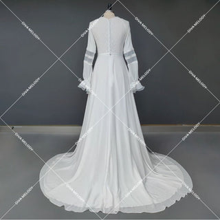 Long Sleeves A Line Wedding Dress - Diva Melody