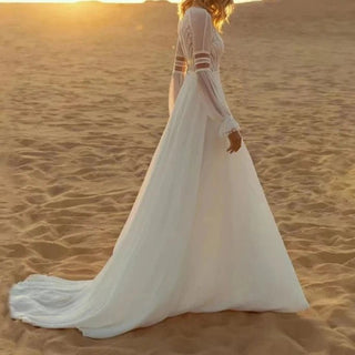 Long Sleeves A Line Wedding Dress - Diva Melody