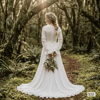 Long Sleeves A Line Wedding Dress - Diva Melody