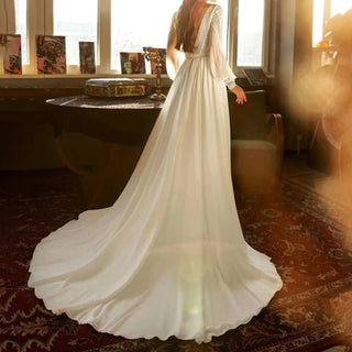 Long Sleeves Chiffon Bridal Gown - Diva Melody