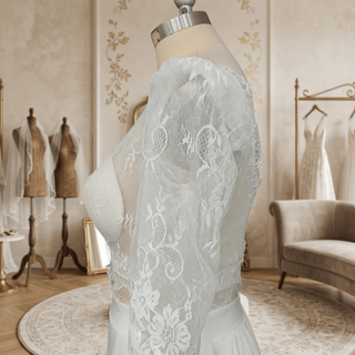 Long Sleeves Crop Top Lace Wedding Dress - Diva Melody
