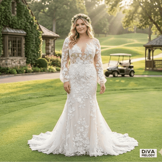 Long Sleeves Princess Wedding Dress - Diva Melody