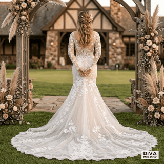 Long Sleeves Princess Wedding Dress - Diva Melody