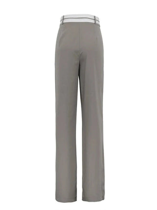 Loose Gray Office Women Pants Straight Casual Trousers - Diva Melody