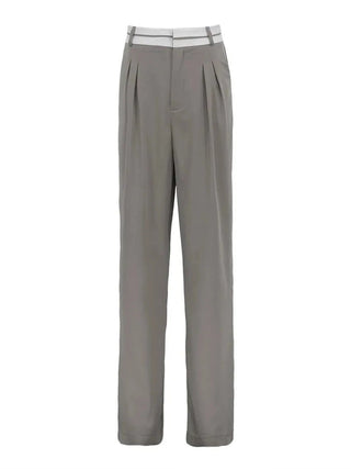 Loose Gray Office Women Pants Straight Casual Trousers - Diva Melody