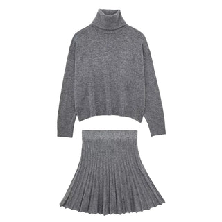 Loose Knitted Cropped Sweater and Skirt - Diva Melody