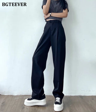 Loose Pockets Straight Trousers Casual Women Long Pants - Diva Melody