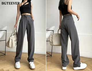 Loose Pockets Straight Trousers Casual Women Long Pants - Diva Melody