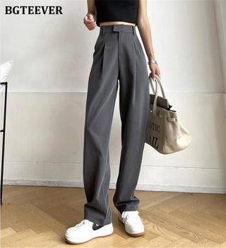 Loose Pockets Straight Trousers Casual Women Long Pants - Diva Melody