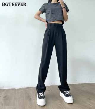 Loose Pockets Straight Trousers Casual Women Long Pants - Diva Melody