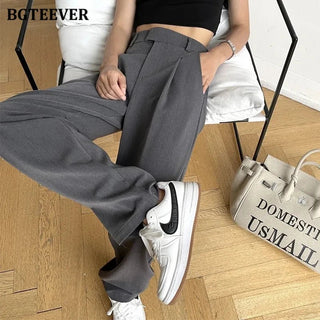 Loose Pockets Straight Trousers Casual Women Long Pants - Diva Melody