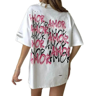 Loose Streetwear Hollow - Out Letter T-Shirt - Diva Melody