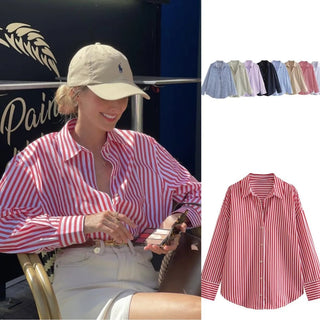 Loose Striped Fashion Shirt - Diva Melody
