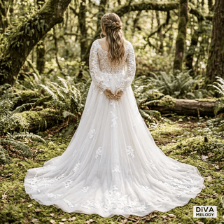 Luxury Lace A Line Wedding Dress - Diva Melody