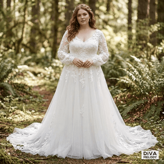 Luxury Lace A Line Wedding Dress - Diva Melody