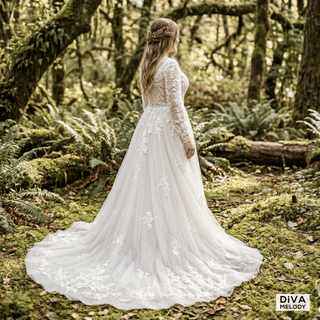 Luxury Lace A Line Wedding Dress - Diva Melody
