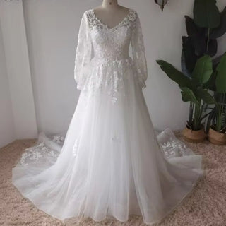 Luxury Lace A Line Wedding Dress - Diva Melody