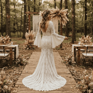 Luxury Lace Boho Wedding Dress - Diva Melody