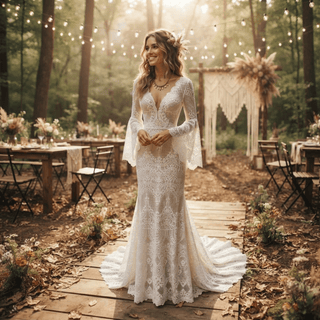 Luxury Lace Boho Wedding Dress - Diva Melody