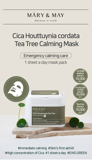 [Mary&May] Cica Houttuynia cordata Tea Tree Calming Mask Pack - 30 sheets - Diva Melody