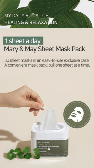 [Mary&May] Cica Houttuynia cordata Tea Tree Calming Mask Pack - 30 sheets - Diva Melody