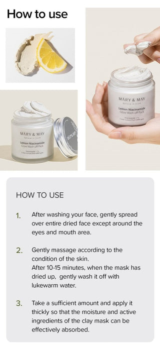 [Mary&May] Lemon Niacinamide Glow Wash Off Pack 125g - Diva Melody